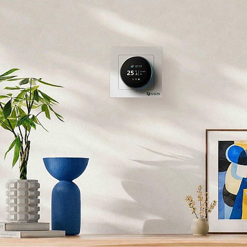Терморегулятор Navin EH20R-16A 5...35 °C для теплого пола электронный Wi-Fi Tuya, Smart Life встроенный проводной датчик 16A 230В белый