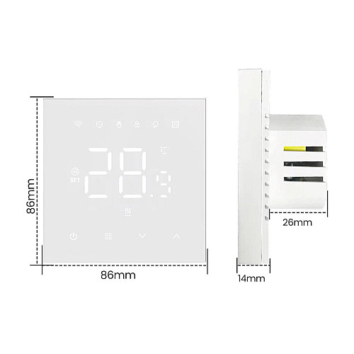 Терморегулятор Navin WT410W-3А 5...35 °C для котлів опалення електронний Wi-Fi Tuya, Smart Life провідне підключення 230В білий