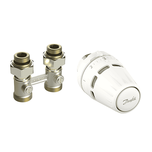 Комплект термостатический Danfoss Regus M30x1.5 + RLV-KB, H-образный, нижний подкл, 1/2