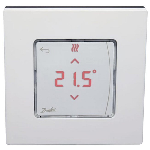 Терморегулятор Danfoss Icon2 RT, Display, +5...35 °C, програмований, дротовий, накладний, 24В, білий