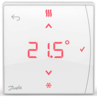 Терморегулятор Danfoss Icon2 Featured RT, IR датчик, +5...35 °C, програмований, бездротовий, накладний, 3В, білий