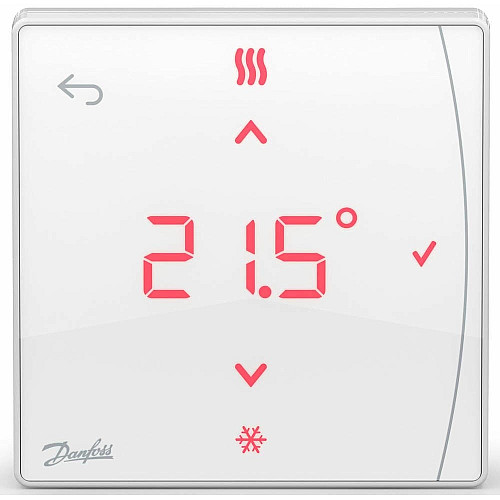 Терморегулятор Danfoss Icon2 Featured RT, IR датчик, +5...35 °C, програмований, бездротовий, накладний, 3В, білий