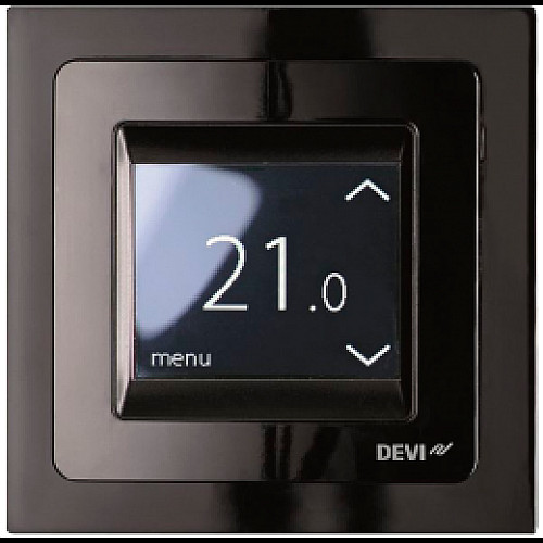 Терморегулятор Devi Devireg Touch 5...45 °C для теплої підлоги сенсорний вбудований дротовий датчик 16A 230В чорний