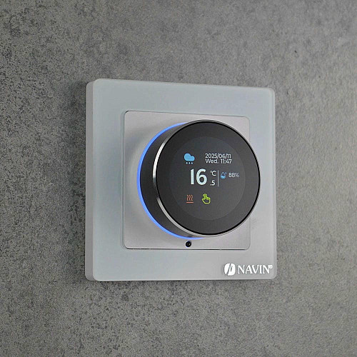 Терморегулятор Navin EH20R-16A 5...35 °C для теплого пола электронный Wi-Fi Tuya, Smart Life встроенный проводной датчик 16A 230В белый