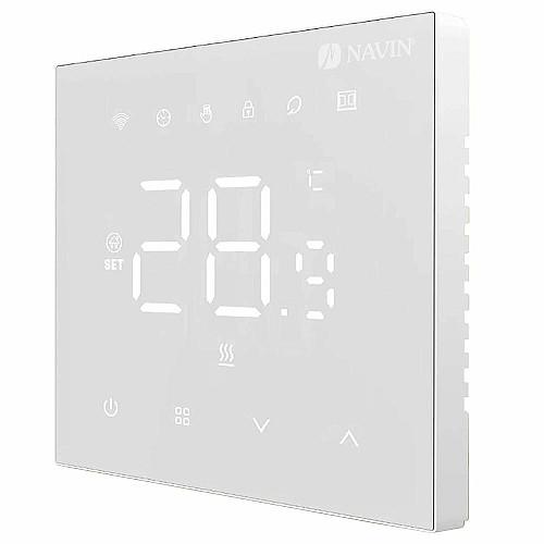 Терморегулятор Navin WT410W-16A 5...35 °C для теплого пола электронный Wi-Fi Tuya, Smart Life встроенный проводной датчик 16A 230В белый