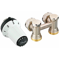 Комплект термостатичний Danfoss RAS-CK + RLV-KS, H-подібний, нижнє підкл, M30x1.5,  1/2