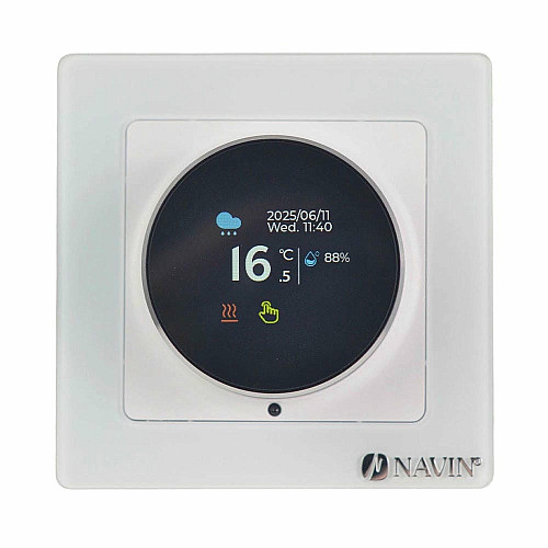 Терморегулятор Navin EH20R-16A 5...35 °C для теплого пола электронный Wi-Fi Tuya, Smart Life встроенный проводной датчик 16A 230В белый