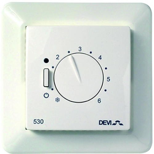 Терморегулятор Devi Devireg 530 5...45 °C для теплої підлоги механічний вбудований дротовий датчик 15A 230В білий