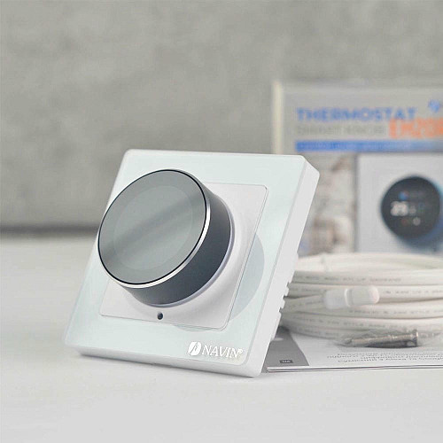 Терморегулятор Navin EH20R-16A 5...35 °C для теплого пола электронный Wi-Fi Tuya, Smart Life встроенный проводной датчик 16A 230В белый
