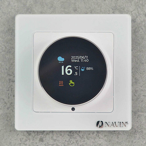 Терморегулятор Navin EH20R-16A 5...35 °C для теплого пола электронный Wi-Fi Tuya, Smart Life встроенный проводной датчик 16A 230В белый