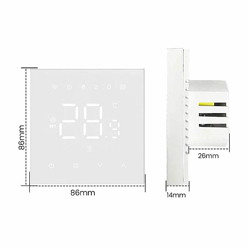 Терморегулятор Navin WT410W-16A 5...35 °C для теплого пола электронный Wi-Fi Tuya, Smart Life встроенный проводной датчик 16A 230В белый