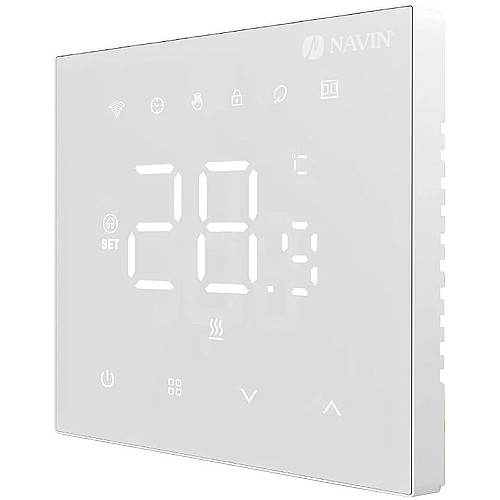 Терморегулятор Navin WT410W-16A 5...35 °C для теплого пола электронный Wi-Fi Tuya, Smart Life встроенный проводной датчик 16A 230В белый