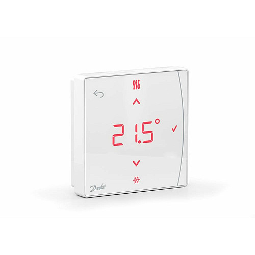 Терморегулятор Danfoss Icon2 Featured RT, IR датчик, +5...35 °C, програмований, бездротовий, накладний, 3В, білий