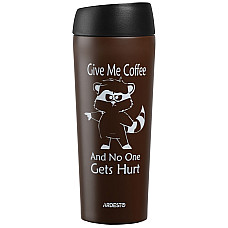 Термочашка ARDESTO Coffee time Raccoon, 450мл, нержавеющая сталь, коричневый