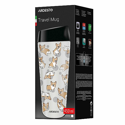 Термокружка ARDESTO Coffee Time Corgi 450мл, нержавеющая сталь, серый