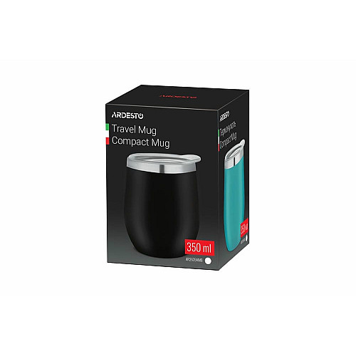 Термокухоль ARDESTO Compact Mug, 350мл, нержавіюча сталь, чорний