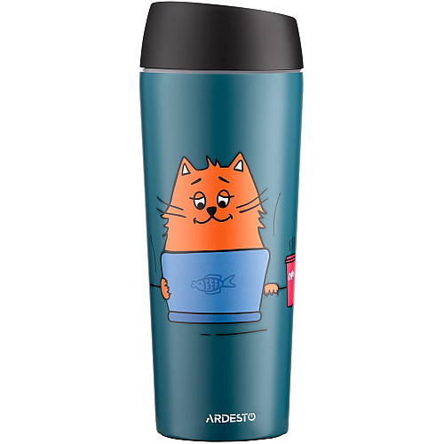Термокухоль ARDESTO Coffee time Red Cat, 450мл, нержавіюча сталь, синій