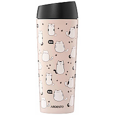 Термокухоль ARDESTO Coffee Time Cats 450мл, нержавіюча сталь, коричневий