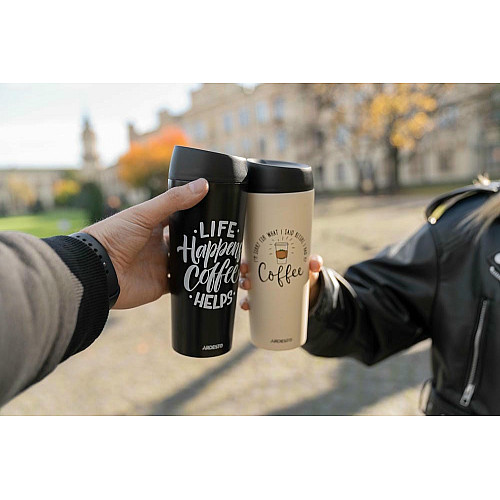 Термокухоль ARDESTO Coffee Time, 450мл, нержавіюча сталь, бежевий