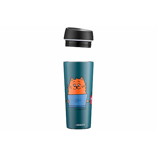 Термокухоль ARDESTO Coffee time Red Cat, 450мл, нержавіюча сталь, синій