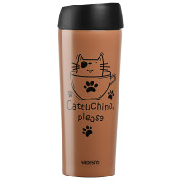 Термочашка ARDESTO Coffee time Cat, 450мл, нержавеющая сталь, коричневый светлый