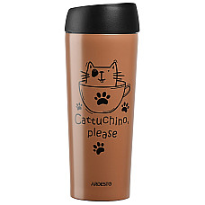 Термочашка ARDESTO Coffee time Cat, 450мл, нержавіюча сталь, коричневий світлий