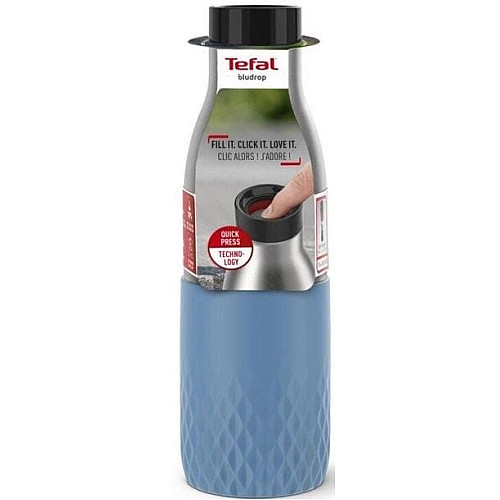 Термобутылка Tefal Bludrop soft touch, 500мл, нержавеющая сталь, синий