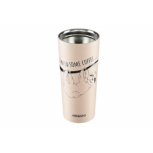 Термокухоль ARDESTO Coffee time Bradypus, 450мл, нержавіюча сталь, бежевий
