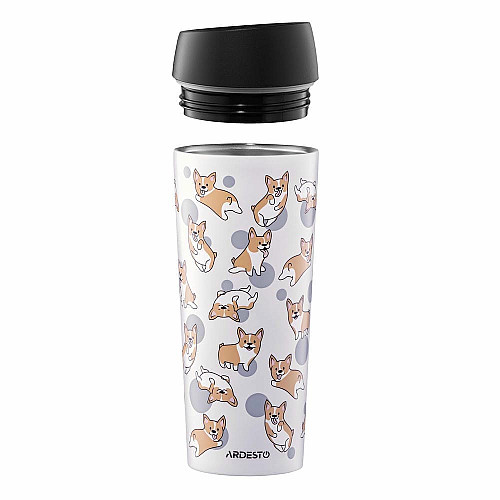 Термокружка ARDESTO Coffee Time Corgi 450мл, нержавеющая сталь, серый