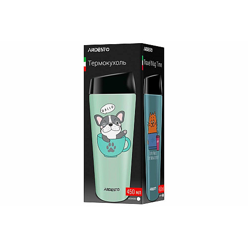 Термокухоль ARDESTO Coffee time Red Cat, 450мл, нержавіюча сталь, синій