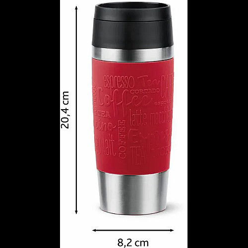 Термочашка Tefal Travel Mug Classic, 360мл, нержавіюча сталь, червоний