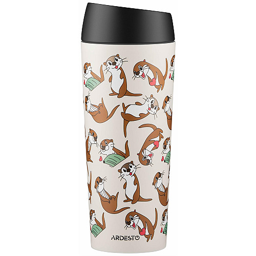 Термокухоль ARDESTO Coffee Time Otter 450мл, нержавіюча сталь, бежевий