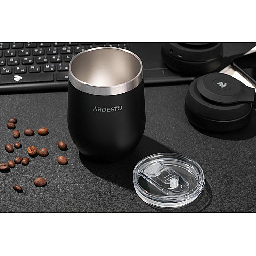 Термокухоль ARDESTO Compact Mug, 350мл, нержавіюча сталь, чорний