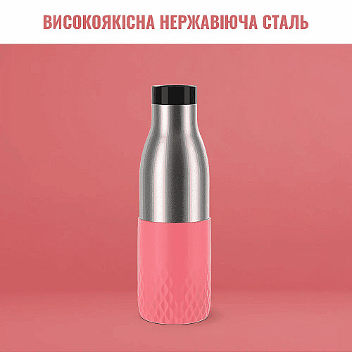 Термопляшка Tefal Bludrop, 500мл, нержавіюча сталь, пластик, рожевий