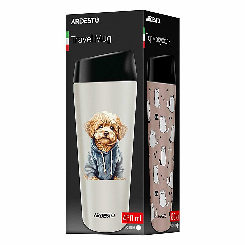 Термокухоль ARDESTO Coffee Time Maltipoo 450мл, нержавіюча сталь, бежевий