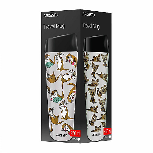 Термокухоль ARDESTO Coffee Time Yorkie 450мл, нержавіюча сталь, бежевий