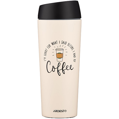 Термокухоль ARDESTO Coffee Time, 450мл, нержавіюча сталь, бежевий