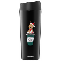 Термокухоль ARDESTO Coffee Time Reindeer 450мл, нержавіюча сталь, чорний