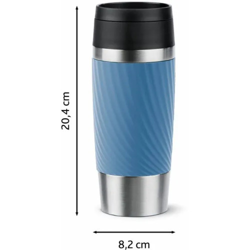 Термочашка Tefal Travel Mug Classic Twist, 360мл, нержавіюча сталь, блакитний