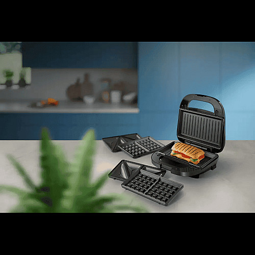 Мультимейкер Philips Series 5000 750Вт, антипригарне покриття, 3 пластини, корпус-пластик, чорно-сріблястий