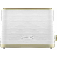 Тостер Sencor 930Вт, підігрів, розморожування, підсвічування, пластик, біло-золотий