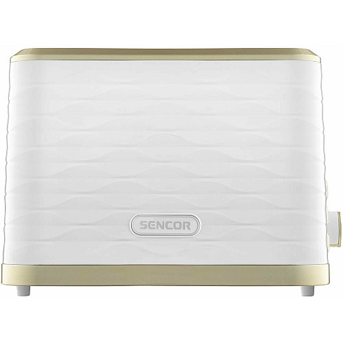 Тостер Sencor 930Вт, подогрев, размораживание, подсветка, пластик, бело-золотой.