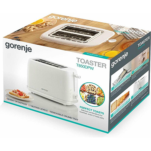 Тостер Gorenje, 850Вт, пластик/метал, білий