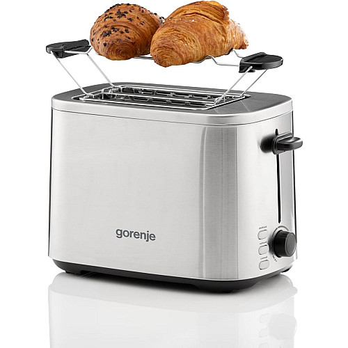 Тостер Gorenje 800Вт, подогрев, размораживание, пластик, серебристый