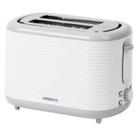 Тостер ARDESTO White stripes T-F17WG 930Вт, пластик, білий+сірий