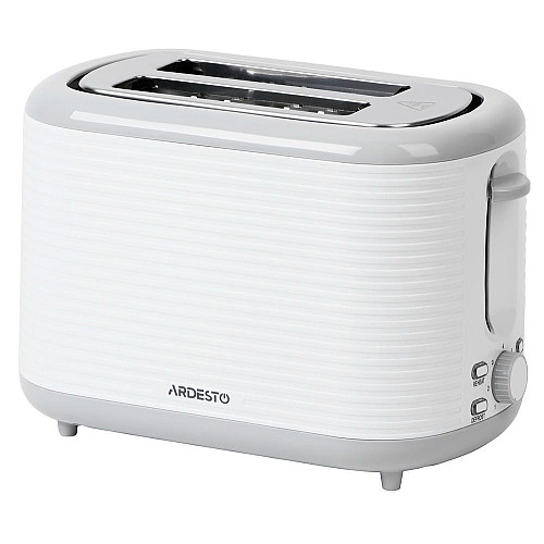Тостер ARDESTO White stripes T-F17WG 930Вт, пластик, білий+сірий