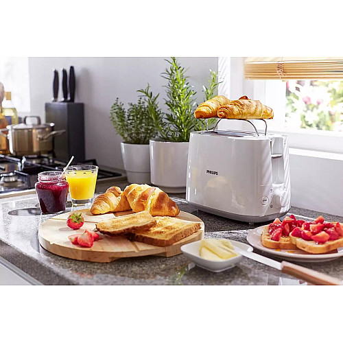 Тостер Philips Daily Collection 830Вт, кришка від пилу, пластик, білий