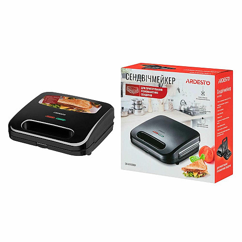 Сэндвичмейкер ARDESTO 700Вт, 1 пластина-сэндвич, корпус-пластик, черный