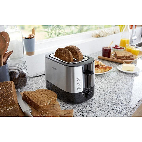 Тостер Philips WiWa Collection 1050Вт, метал/пластик, чорний