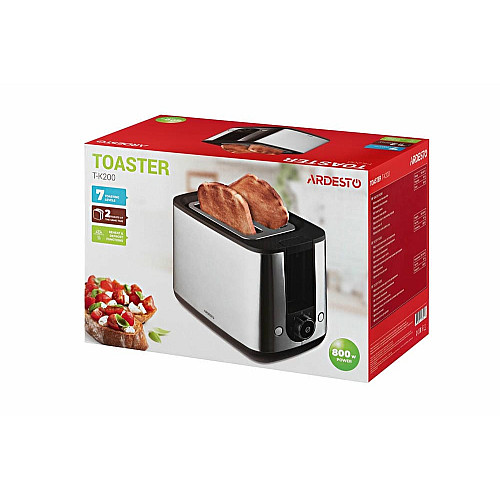 Тостер ARDESTO Steel Collection 800Вт, металл/пластик, серебристо-черный